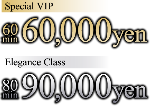 Special VIP 60 min 60,000yen Elegance Class 80 min 90,000yen
